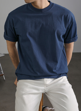 LUUD 潮男都市通勤男士高级感短袖T恤纯色精梳棉凉感夏天舒适上衣