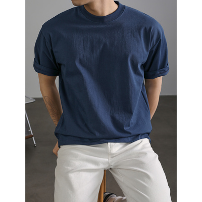 LUUD 潮男都市通勤男士高级感短袖T恤纯色精梳棉凉感夏天舒适上衣