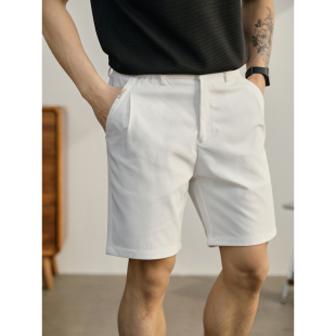 男士 细斜纹肌理短裤 修身 直筒休闲裤 LUUD 立体裁剪中裤 黑白色经典