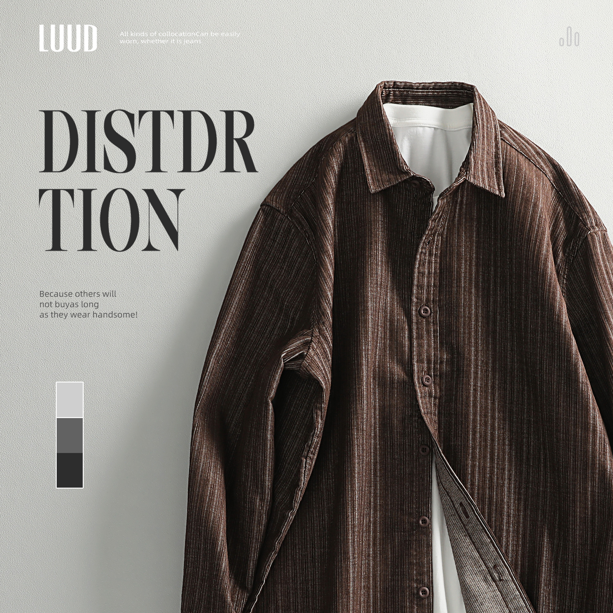 男装复古纯色衬衫薄外套