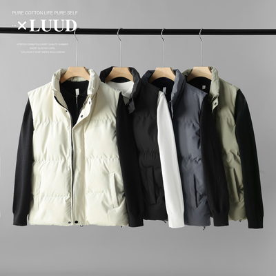 LUUD 美式纯色立领坎肩马甲男款冬季外搭保暖加厚百搭棉服外套潮