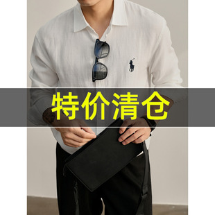 特价 天丝莱赛尔亚麻翻领衬衫男士骑士小刺绣轻熟极简风寸衣长袖