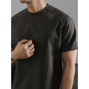 潮流气质感体恤衫 LUUD 休闲打底衫 T恤男士 上衣 深灰色圆领通勤短袖