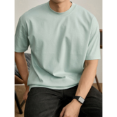 LUUD 体恤衫 干净清爽冰川蓝色圆领短袖 T恤亲肤柔软莱赛尔天丝男士