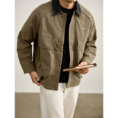 风大口袋机车夹克男秋冬季 LUUD 户外工装 牛仔拼接翻领飞行员外套