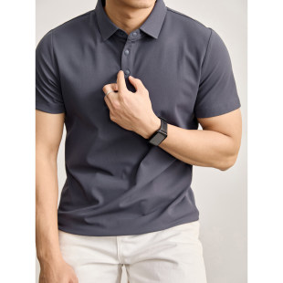 POLO衫 LUUD 透气珠地布短袖 新款 通勤风无痕翻领四合扣T恤上衣 夏季