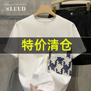 夏季 宽松贴布口袋百搭男士 圆领休闲短袖 美式 潮流上衣 T恤衫 特价