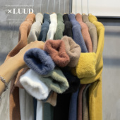 冬季 加厚一体绒毛衫 男士 LUUD 纯色百搭长袖 翻领高领亲肤打底毛衣