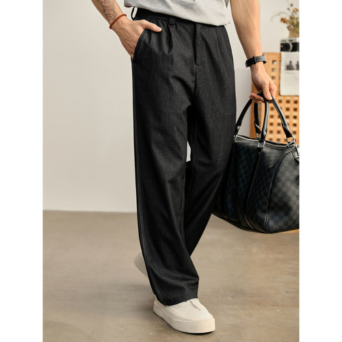 LUUD 老钱风仿牛仔夏季慵懒感阔腿长裤男宽松直筒百搭垂感休闲裤