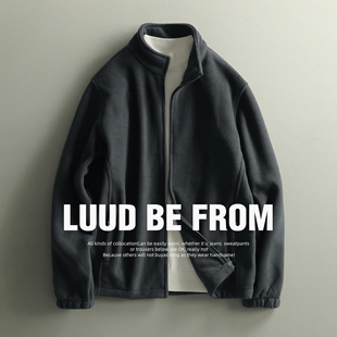拉链开衫 保暖立领抓绒上衣简约纯色男士 复古摇粒绒外套冬季 LUUD