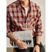 Cleanfit美式 复古格子100%纯棉衬衣男秋季 撞色格纹长袖 LUUD 衬衫