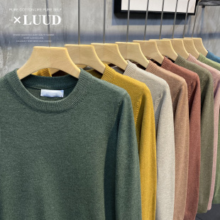 百搭打底衫 LUUD 修身 韩版 男 秋冬纯色法拉绒圆领毛衣套头保暖长袖