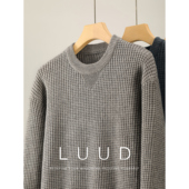 LUUD 华夫格肌理感高克重760g撞色罗文收口针织衫 男秋冬加厚毛衣