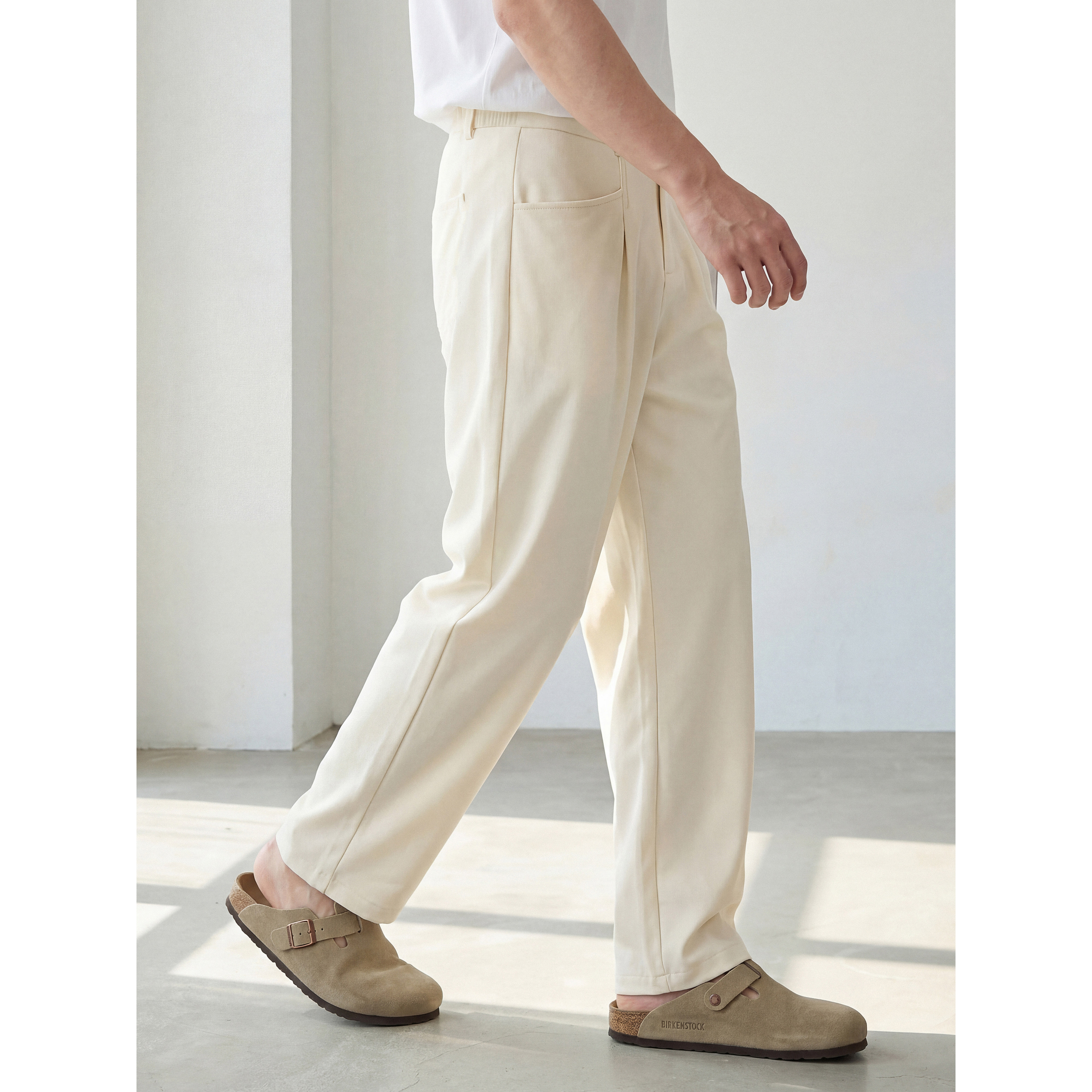 LUUD 潮流韩系垂感直筒阔腿裤男士立体打褶插袋设计休闲西裤夏季