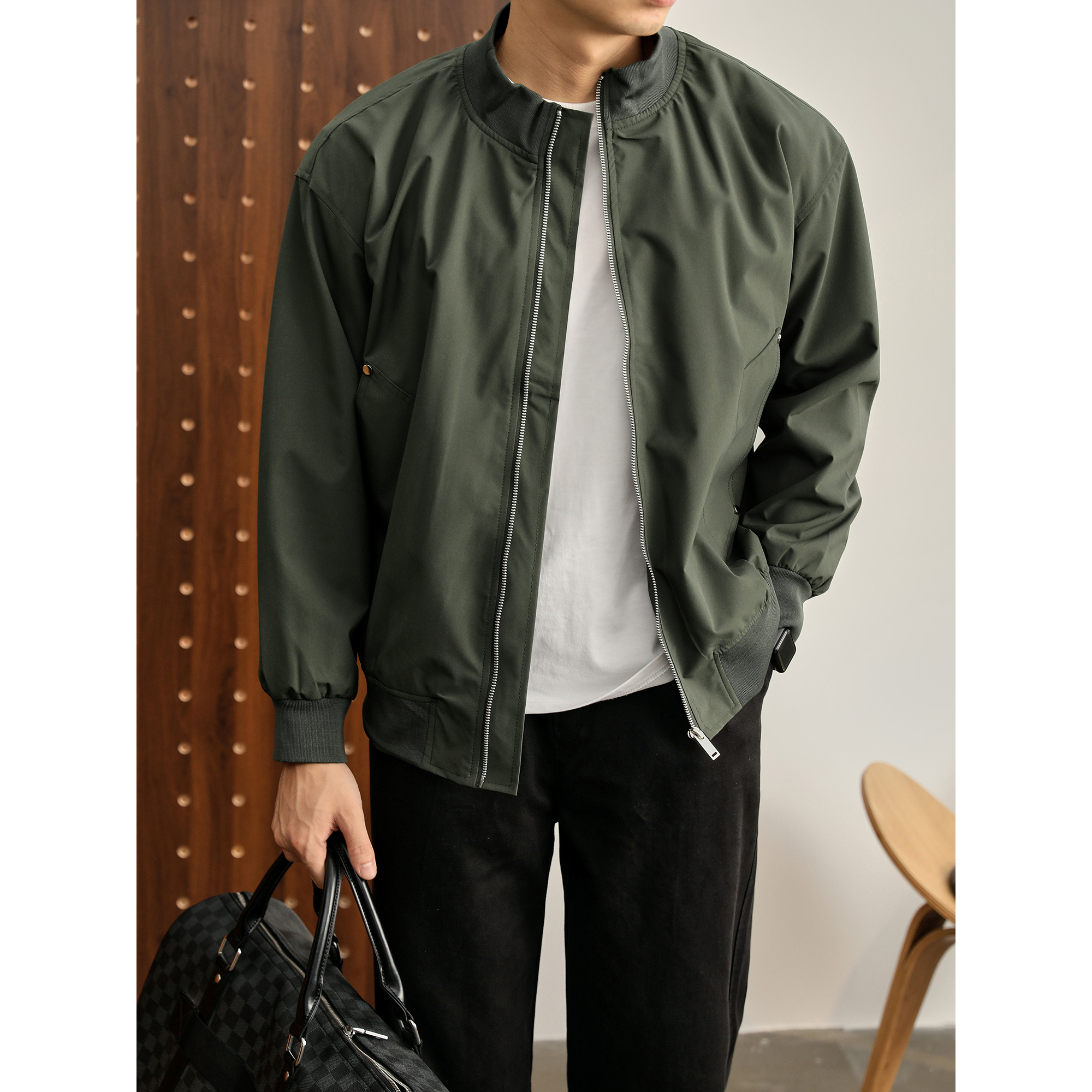 LUUD 户外机能冲锋衣vibe立领小外套休闲复古防风短款棒球夹克男