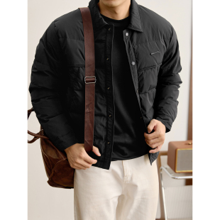 潮牌字母贴标户外防风保暖外套 翻领白鸭绒羽绒服男冬装 LUUD 时尚