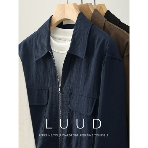 LUUD 天丝莱赛尔混纺斜纹薄款衬衣夹克CityBoy复古风翻领衬衫夹克