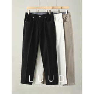 男夏 格纹拼接直筒牛仔裤 LUUD 莱赛尔混纺水洗棉斜纹肌理休闲长裤