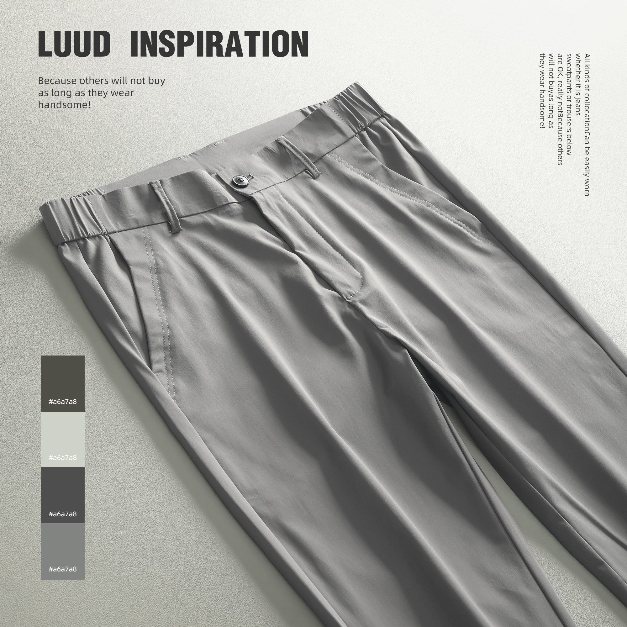 LUUD 男士英伦风休闲9九分休闲裤夏日简约纯色修身垂感免烫锥形裤