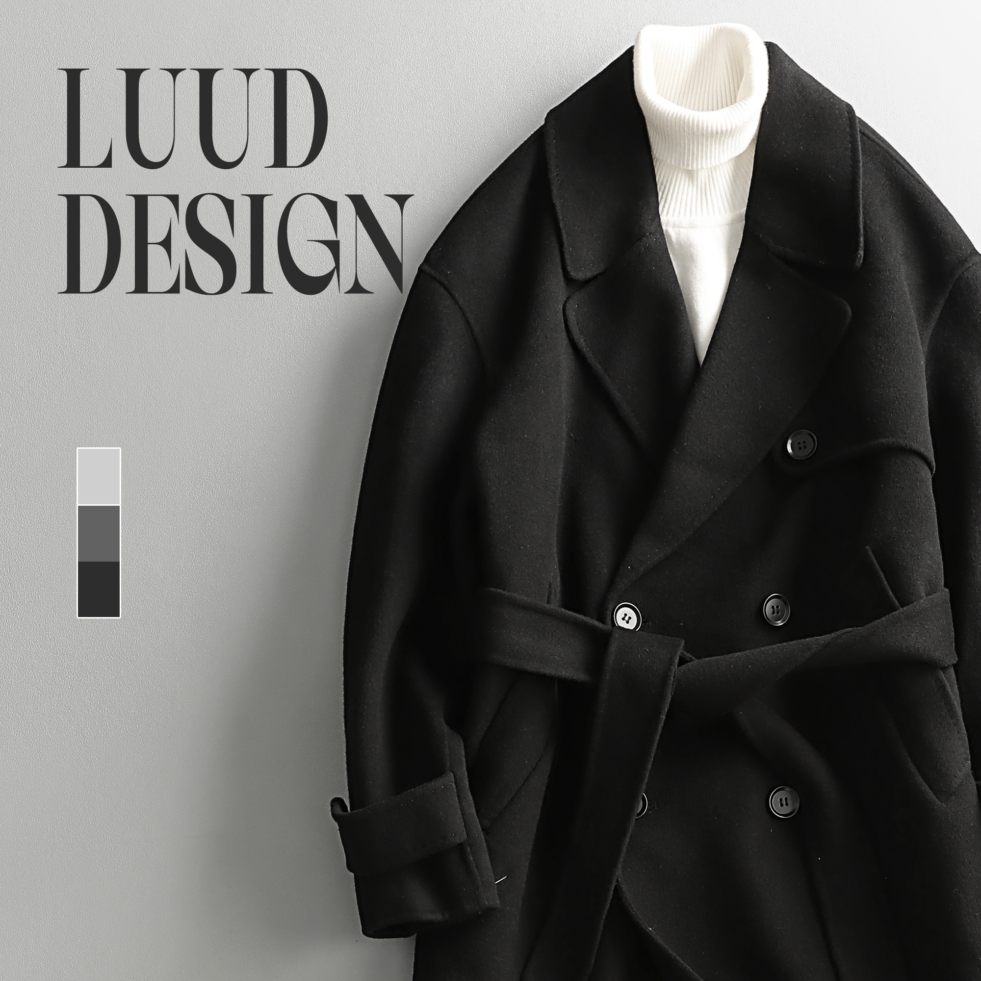 特价 双面羊毛呢子大衣男韩版中长款风衣秋冬保暖西装领男装外套