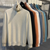 莫兰迪净色可翻高领针织毛衣男冬季 外穿版 长袖 LUUD 保暖绵羊毛衫