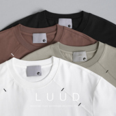LUUD 夏日亲肤棉素色系简约T恤衫 280G重磅分割线设计痞帅短袖 男士