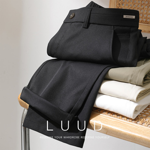 夏季 男士 潮流免烫西装 长裤 子 LUUD 半松紧腰裤 简奢立体剪裁休闲裤