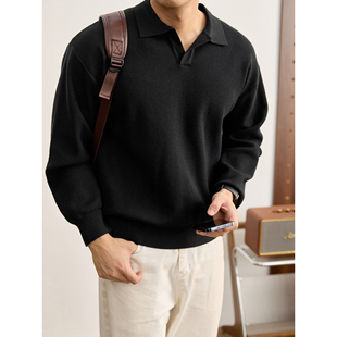 肌理感轻奢百搭套头Polo衫 男士 毛衣 新贵极简风海鸥领针织衫 LUUD