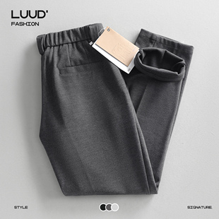 LUUD 垂坠高级感毛呢裤男款冬季商务直筒西装裤百搭休闲保暖长裤