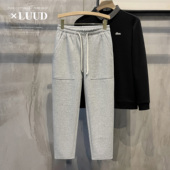 LUUD 子休闲百搭松紧腰卫裤 纯色直筒休闲裤 男生运动风舒适简约裤