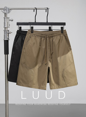 LUUD 男士立体剪裁休闲露营工装短裤夏季户外露营徒步伞兵中裤子