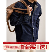 衬衫 LUUD 原色水洗丹宁辑明线翻领长袖 男早春莱赛尔亚麻混纺衬衣