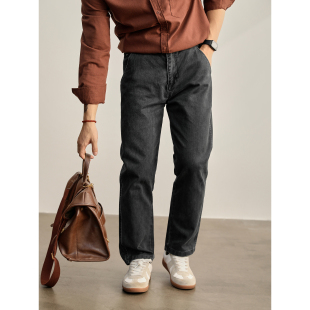 春季 复古做旧100%纯棉长裤 男士 休闲洗水百搭直筒牛仔裤 时尚 LUUD