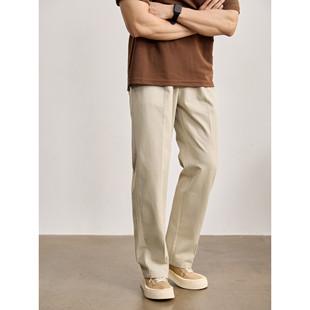 莱赛尔棉混纺斜纹垂感直筒长裤 男春季 宽松直筒松紧腰休闲裤 LUUD