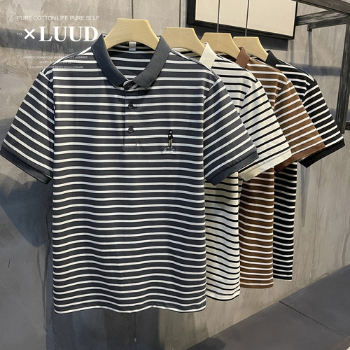 人物小刺绣工艺修身polo衫男