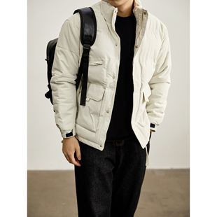 LUUD 保暖防风夹棉立领夹克外套功能性多口袋抽绳下摆棉服 男冬季