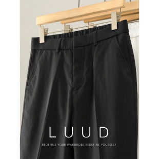 男 半松紧腰暗门襟直筒西裤 LUUD 天丝莱赛尔亲肤棉混纺斜纹休闲裤