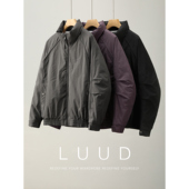 解构分割插肩袖 LUUD 字母刺绣白鸭绒立领休闲外套男士 拼接羽绒服