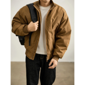 LUUD 型棉服 针织罗纹立领双拉链夹克外套男冬内里夹棉保暖短宽版