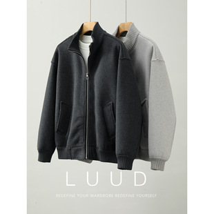 LUUD 解构分割拼接拼接针织重磅外套羊羔绒呢毛一体羊毛保暖夹克
