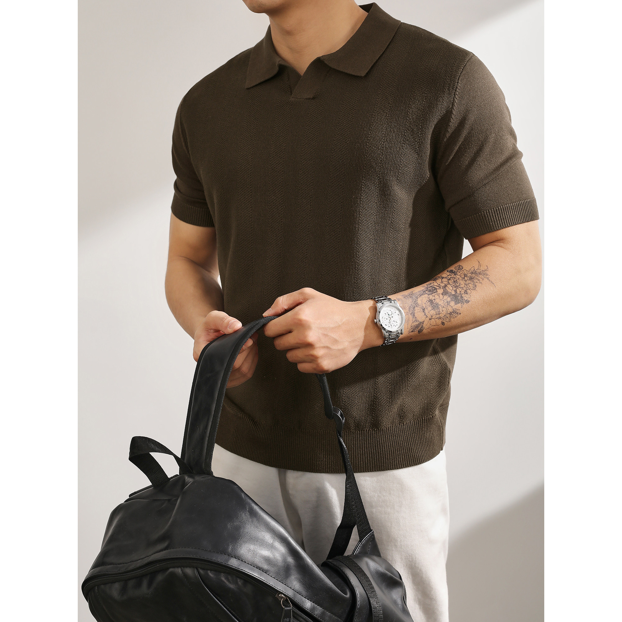 LUUD 雅痞气质针织Polo衫男夏季简约翻领T恤休闲轻奢范单穿体恤潮,男装,Polo衫,淘宝优惠券,粉丝福利购,淘宝优惠卷