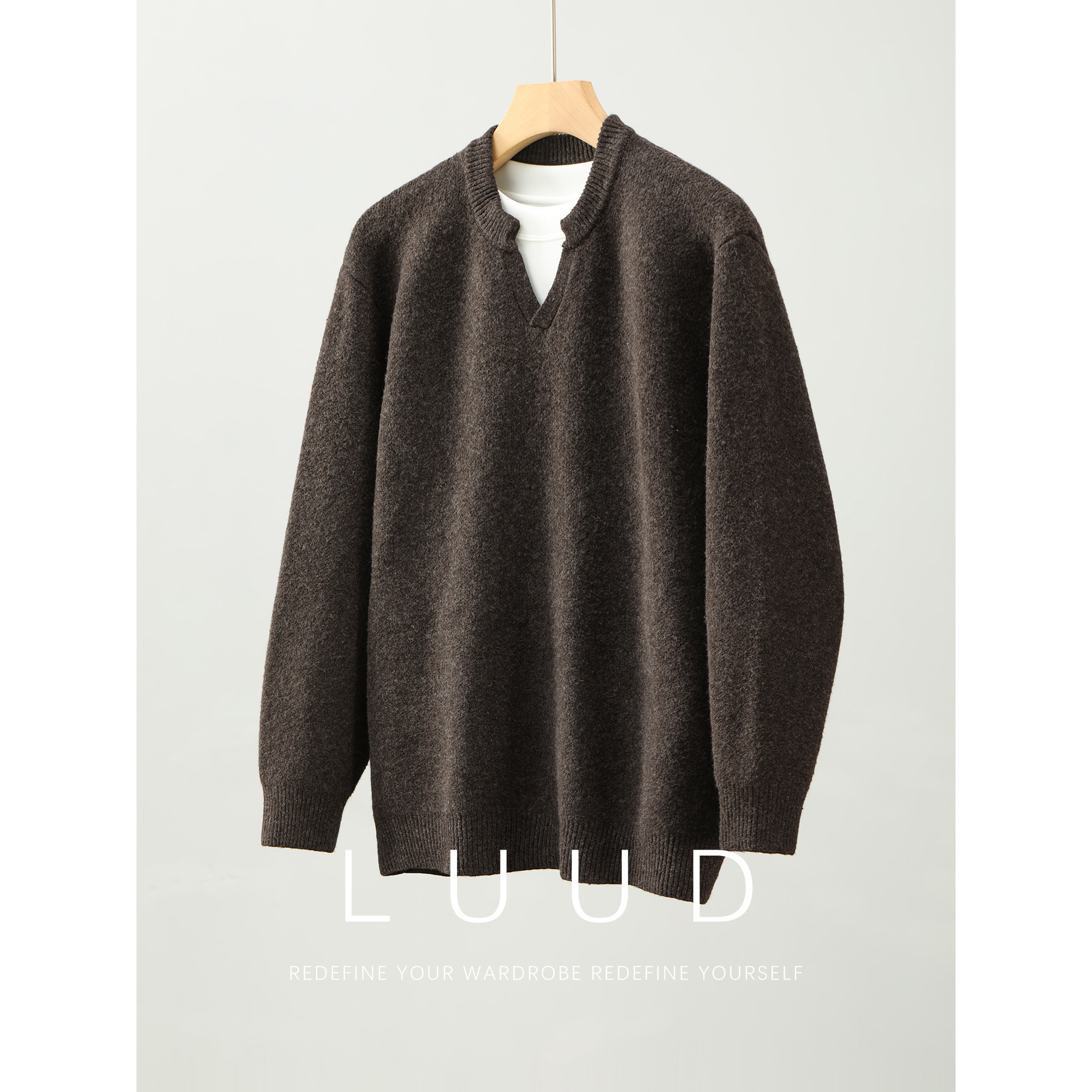 LUUD 重磅700g毛纱肌理针织衫软糯松弛感男绵羊毛内搭外穿毛线衣,男装,针织衫/毛衣,淘宝优惠券,粉丝福利购,淘宝优惠卷