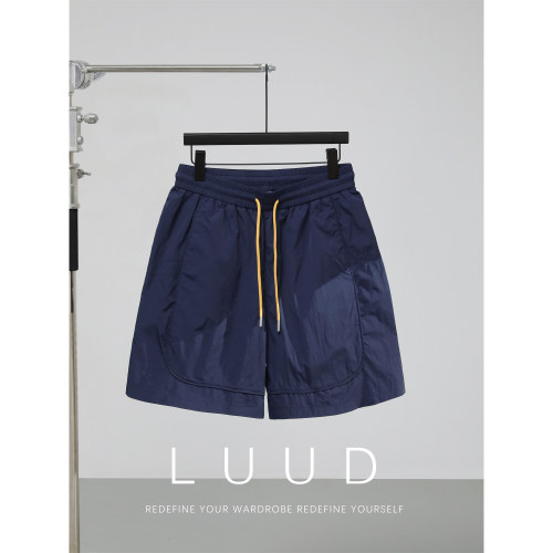 LUUD 工装复古速干短裤男士健身运动风抽绳中裤松紧腰休闲裤子潮