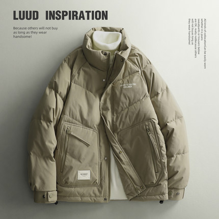 LUUD 冬季立领羽绒服男新款美式潮牌加厚夹克保暖防寒面包服外套
