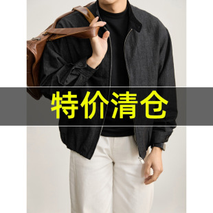 特价 简约斯文气质立领休闲外套男微皱肌理拼接裁剪设计百搭夹克