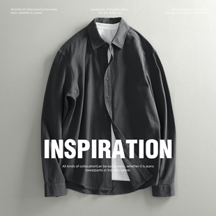 男士 衬衫 复古水洗单穿外搭寸衣外套 纯棉休闲文艺范通勤长袖 LUUD