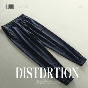 简约纯色百搭束脚裤 LUUD 直筒休闲长裤 男时尚 小标签运动抽绳卫裤