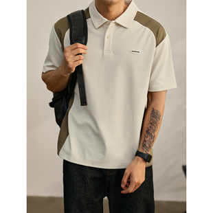 复古微阔POLO衫 LUUD 夏季 男士 凉爽透气面料上衣拼接撞色翻领短袖