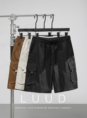 LUUD 男士防泼溅速干透气工装短裤多功能大口袋户外露营登山中裤