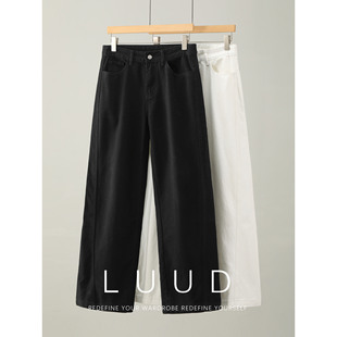 370碳磨斜纹肌理休闲水洗牛仔裤 男士 宽松纯棉微阔A字直筒裤 LUUD